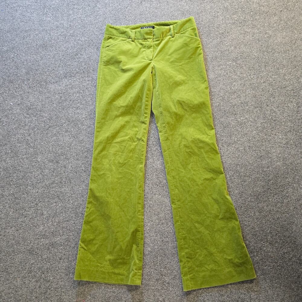 Theory Pants Womens Size 4 Green Corduroy Flare Low Rise Capsule Retro Casual